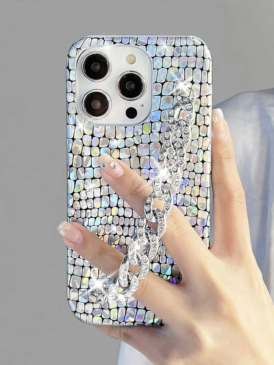 With Phone Charm Y2k Crocodile Print Phone Case With Hand Strap Compatible With IPhone15/15Plus/15Pro/15Promax,International Version, Not The Domestic Version - Multicolor - View 1