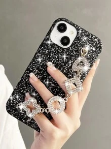 Vỏ điện thoại long lanh với dây đeo tay - màu đen - Xem 1