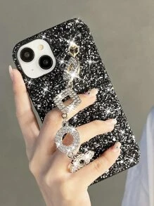 Vỏ điện thoại long lanh với dây đeo tay - màu đen - Xem 2