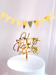 1pc Heart & Slogan Graphic Cake Topper - Multicolor - View 2