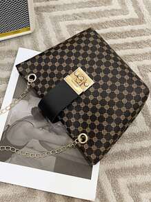 迷你滿版圖案旋鎖方包 - 彩色 - 查看 2