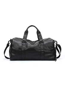 極簡雙把手旅行包 - 黑色 - 查看 7