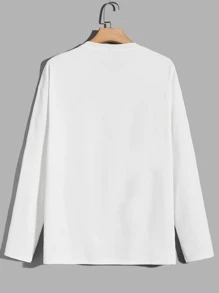 Manfinity Men Letter Embroidery Patched Pocket Tee - White - View 2