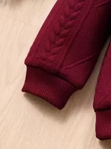 SHEIN 年輕女孩熊和信件圖形運動衫和運動褲 - 酒紅色 - 查看 5