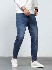 Manfinity Men Washed Skinny Jeans - Dark Wash - View 1