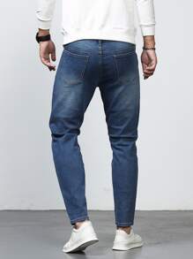 Manfinity Men Washed Skinny Jeans - Dark Wash - View 2