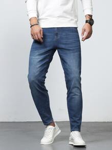 Manfinity Men Washed Skinny Jeans - Dark Wash - View 6