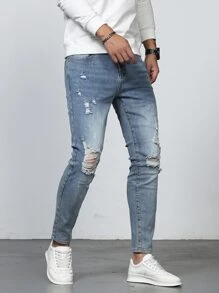 Manfinity Men Ripped Washed Skinny Jeans