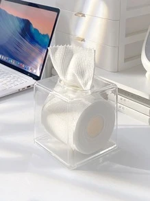 1pc Clear Tissue Storage Box - Clear - View 1