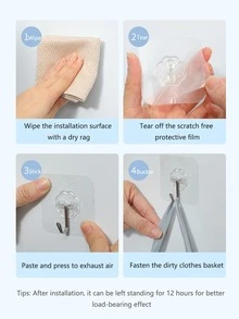 1pc Plain Mesh Wall Hanging Laundry Hamper - Green - View 8