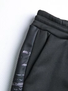 Manfinity 男士撞色袋鼠口袋抽繩連帽衫和運動褲 - 彩色 - 查看 4