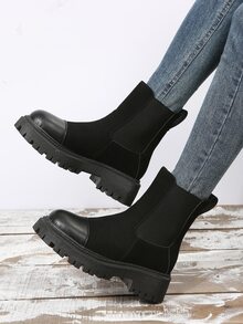 一腳蹬仿麂皮切爾西靴 - 黑色 - 查看 2