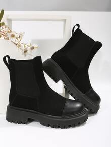 一腳蹬仿麂皮切爾西靴 - 黑色 - 查看 4