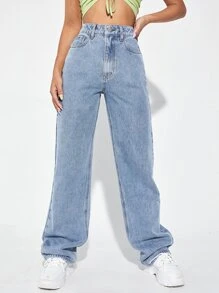 RueChic High Waist Straight Leg Jeans