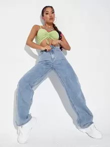RueChic High Waist Straight Leg Jeans