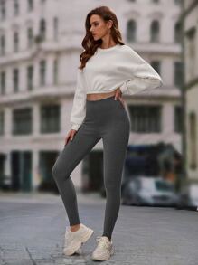 SHEIN Essnce 素色高腰緊身打底褲