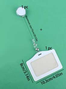 1pc Solid Office Card Case & 1pc Badge Holder - White - View 3