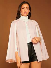 SHEIN Unity Cloak Sleeve Open Front Coat - Baby Pink - View 1
