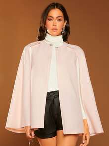 SHEIN Unity Cloak Sleeve Open Front Coat - Baby Pink - View 3