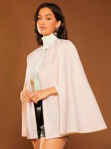 SHEIN Unity Cloak Sleeve Open Front Coat - Baby Pink - View 5