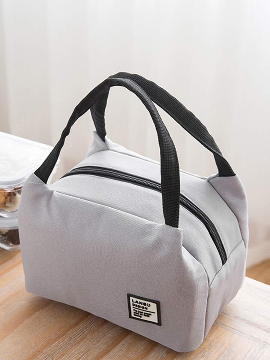 1 pieza Bolsa térmica con diseño de parche de letra - Gris - Ver 1