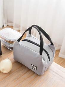 1 pieza Bolsa térmica con diseño de parche de letra - Gris - Ver 2