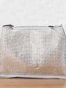 1 pieza Bolsa térmica con diseño de parche de letra - Gris - Ver 3