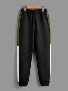 SHEIN Boys Letter Graphic Colourblock Pullover & Contrast Side Seam Joggers - Multicolor - View 8