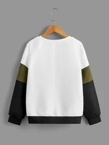 SHEIN Boys Letter Graphic Colourblock Pullover & Contrast Side Seam Joggers - Multicolor - View 9