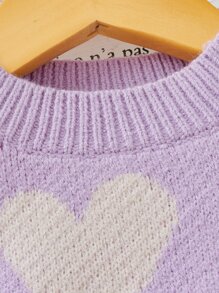 Toddler Girls Heart Pattern Jumper - Purple - View 4