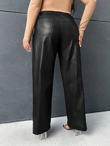 SHEIN Plus Wide Leg Jeans - Black - View 2