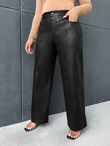 SHEIN Plus Wide Leg Jeans - Black - View 3