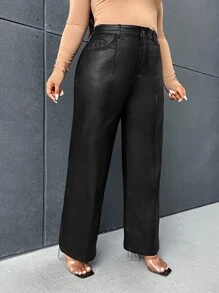 SHEIN Plus Wide Leg Jeans - Black - View 4