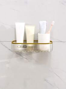 1 pieza Estante de almacenamiento de baño con estampado de letra montado en la pared - transparente - Ver 3