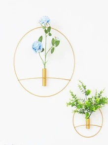 1pc Wall Mounted Flower Pot Home Decor Vase Room Decor Flower Vase Glass Vase - Gold - View 3