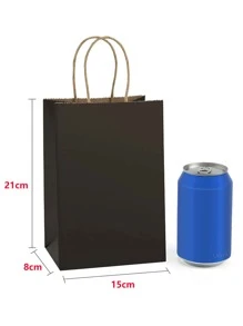 5pcs/10pcs/20pcs Solid Multifunction Gift Bag, White Paper Storage Bag For Party Valentine Day,White Kraft Paper Carrier Bags, Fashionable Packaging Solution, Gift Wrapping, Reusable Shopping, Party Decor, Craft Project Bags - Suitable For Small Businesses, Baking Gifts, Souvenirs, And Wedding Decorations, Christmas - Black - View 4