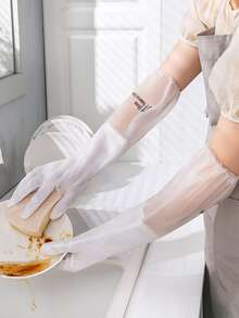 1pc Letter Graphic Household Glove - White - View 2