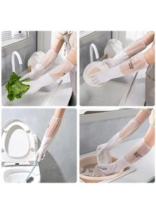 1pc Letter Graphic Household Glove - White - View 4