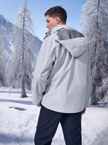 Manfinity Sport Corelite 男士拉鍊帽衫運動夾克和可拆式內裡運動服頂部 - 淺灰色 - 查看 2
