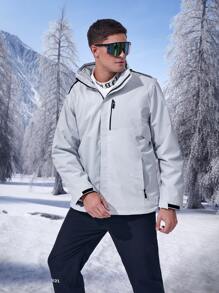 Manfinity Sport Corelite 男士拉鍊帽衫運動夾克和可拆式內裡運動服頂部 - 淺灰色 - 查看 3