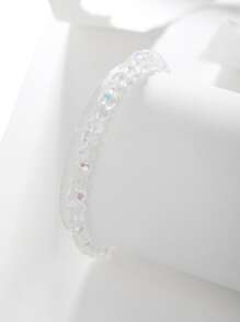 極簡風格串珠手鏈 - 白色 - 查看 2