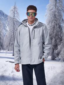 Manfinity Sport Corelite 男士拉鍊帽衫運動夾克和可拆式內裡運動服頂部 - 淺灰色 - 查看 7