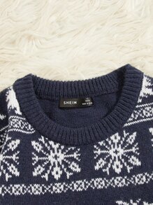 Manfinity VCAY Men Christmas Pattern Jumper - Blue and White - View 2