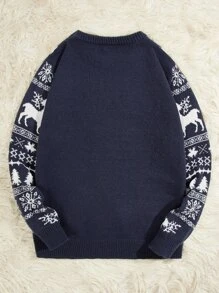 Manfinity VCAY Men Christmas Pattern Jumper - Blue and White - View 3