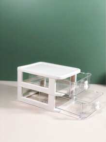 1pc Storage Box, Desktop Drawer Type Organizer Box Cabinet, Hair Accessories Sundries Storage Rack, 5.7*6.69*4.33inch - White - View 2