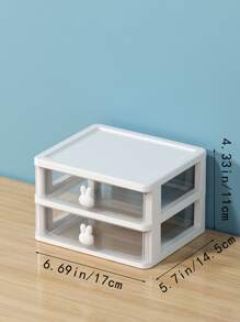 1pc Storage Box, Desktop Drawer Type Organizer Box Cabinet, Hair Accessories Sundries Storage Rack, 5.7*6.69*4.33inch - White - View 4