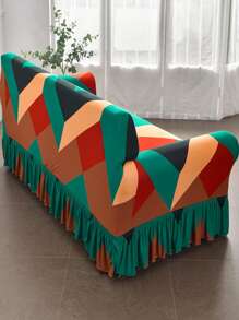 1pc Mô hình hình học Ruffle Trim Ghế sofa căng - Nhiều màu - Xem 5