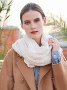 1pc Women's White Knitted Scarf With Twisted Pattern, Suitable For Daily Wear In Autumn And Winter - White - View 3