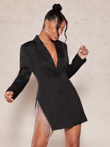 SHEIN BAE 西裝領水鑽流蘇邊西裝洋裝