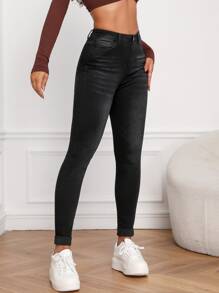 Flexra Dark Wash Skinny Jeans - Black - View 4